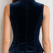 Chaleco de Terciopelo Vintage con Cuello Mao y Botones