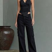 Conjunto Dos Piezas Halter Grunge Moderno Negro