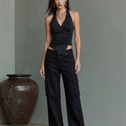 Conjunto Dos Piezas Halter Grunge Moderno Negro