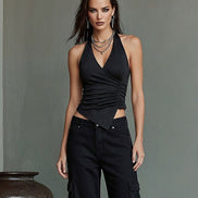 Conjunto Dos Piezas Halter Grunge Moderno Negro