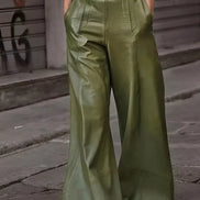 Pantalones de cintura alta y pierna ancha