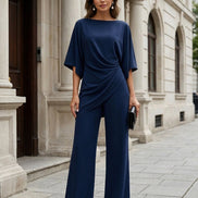 Genoveva | Conjunto de Blusa con Manga Capa y Pantalón Ancho