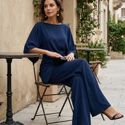 Genoveva | Conjunto de Blusa con Manga Capa y Pantalón Ancho