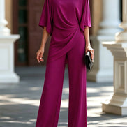Genoveva | Conjunto de Blusa con Manga Capa y Pantalón Ancho