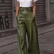 Pantalones de cintura alta y pierna ancha