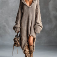 Linden | Vestido Midi de Punto Afelpado con Capucha