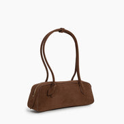 Bolso tote de piel de becerro de ante con doble cremallera y bandolera