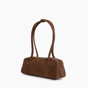 Bolso tote de piel de becerro de ante con doble cremallera y bandolera