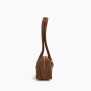 Bolso tote de piel de becerro de ante con doble cremallera y bandolera