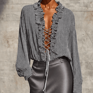 Conjunto Falda Maxi con Volantes a Rayas