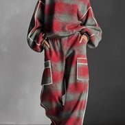 Conjunto Chándal a Cuadros Rojo y Gris