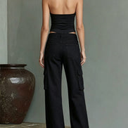 Conjunto Dos Piezas Halter Grunge Moderno Negro