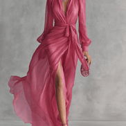 Vestido Maxi de Chifón Perla con Escote en V Elegante