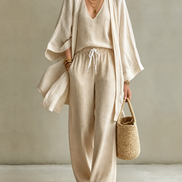 Tanisha | Conjunto de Tres Piezas Efecto Lino