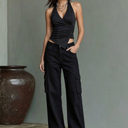 Conjunto Dos Piezas Halter Grunge Moderno Negro