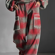Conjunto Chándal a Cuadros Rojo y Gris