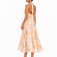 Aurora | Vestido con escote Halter y Estampado Acuarela