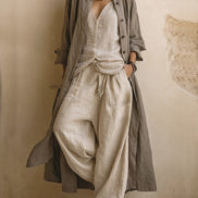 Letizia | Conjunto de tres piezas con cárdigan largo boho