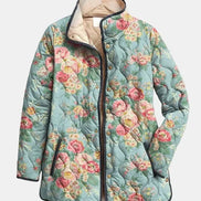 Chaqueta Acolchada Rosas Celadón