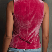 Chaleco Retro Boho de Terciopelo Rosa Intenso