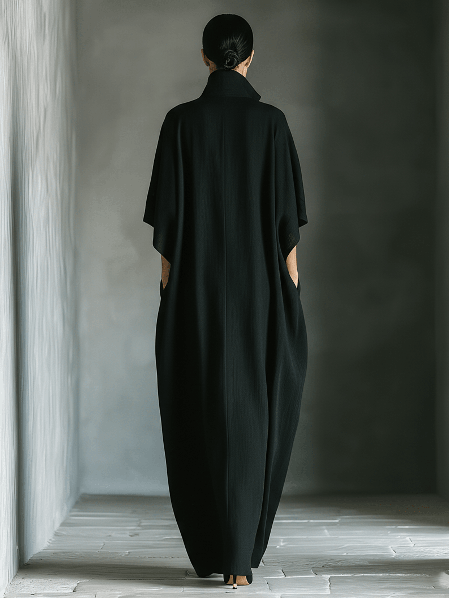 Vestido Maxi Kimono de Mezcla de Algodón