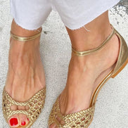Isa | Sandalias Trenzadas Doradas