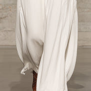 Pantalón Ancho Retro Blanco con Cinturilla Elástica