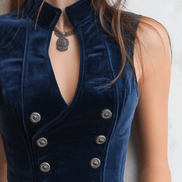 Chaleco de Terciopelo Vintage con Cuello Mao y Botones