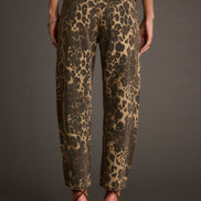 Vaqueros Retro Western con Estampado Leopardo Corte Barril