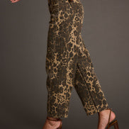 Vaqueros Retro Western con Estampado Leopardo Corte Barril