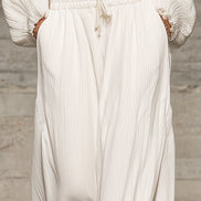 Pantalón Ancho Retro Blanco con Cinturilla Elástica