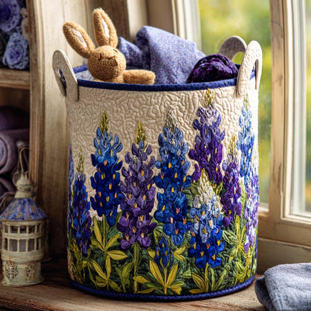 Sendero de flores azules | Cesta de almacenamiento acolchada