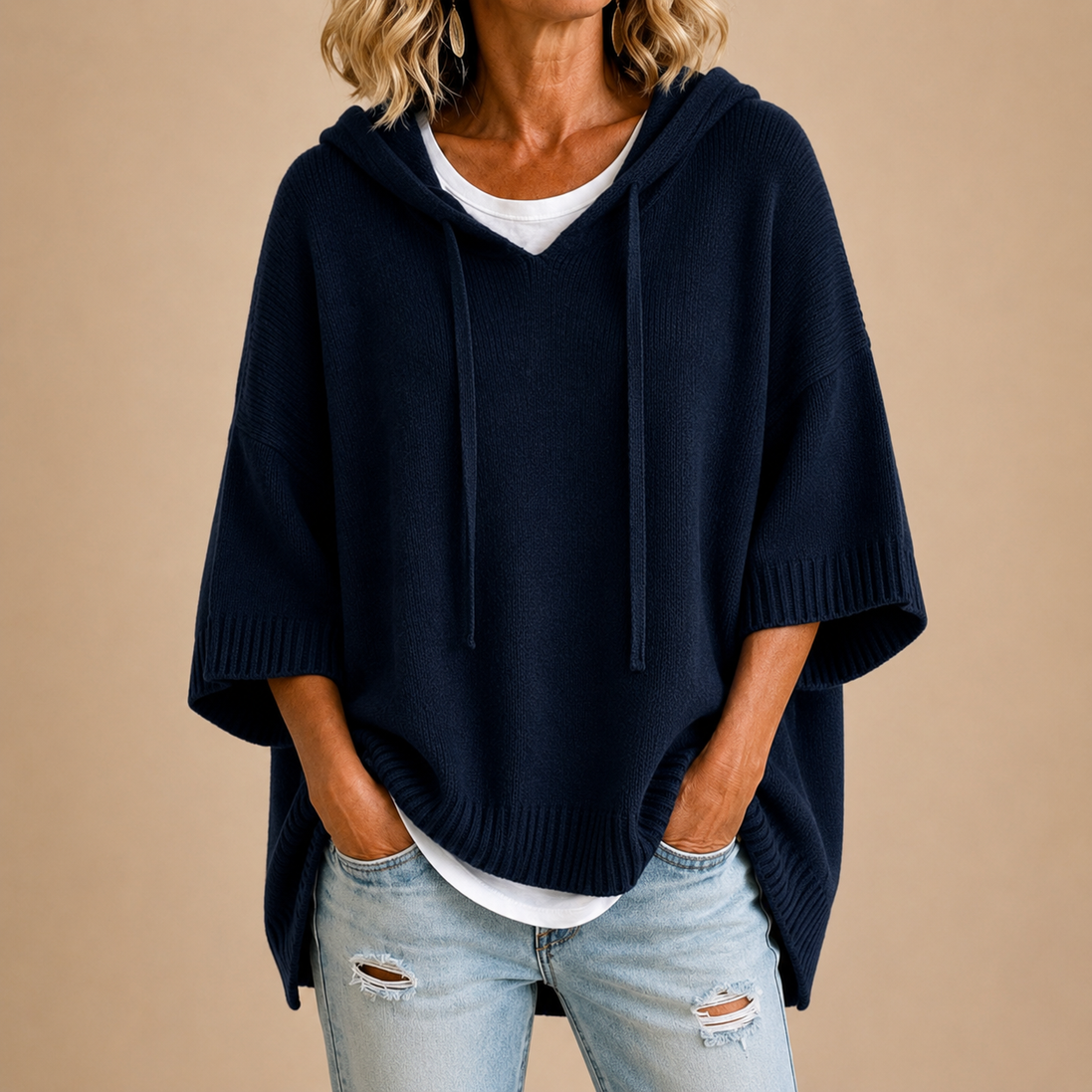 Mirella | Poncho de Punto con Capucha