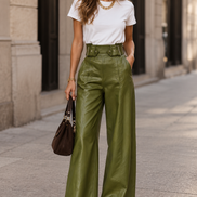 Pantalones de cintura alta y pierna ancha