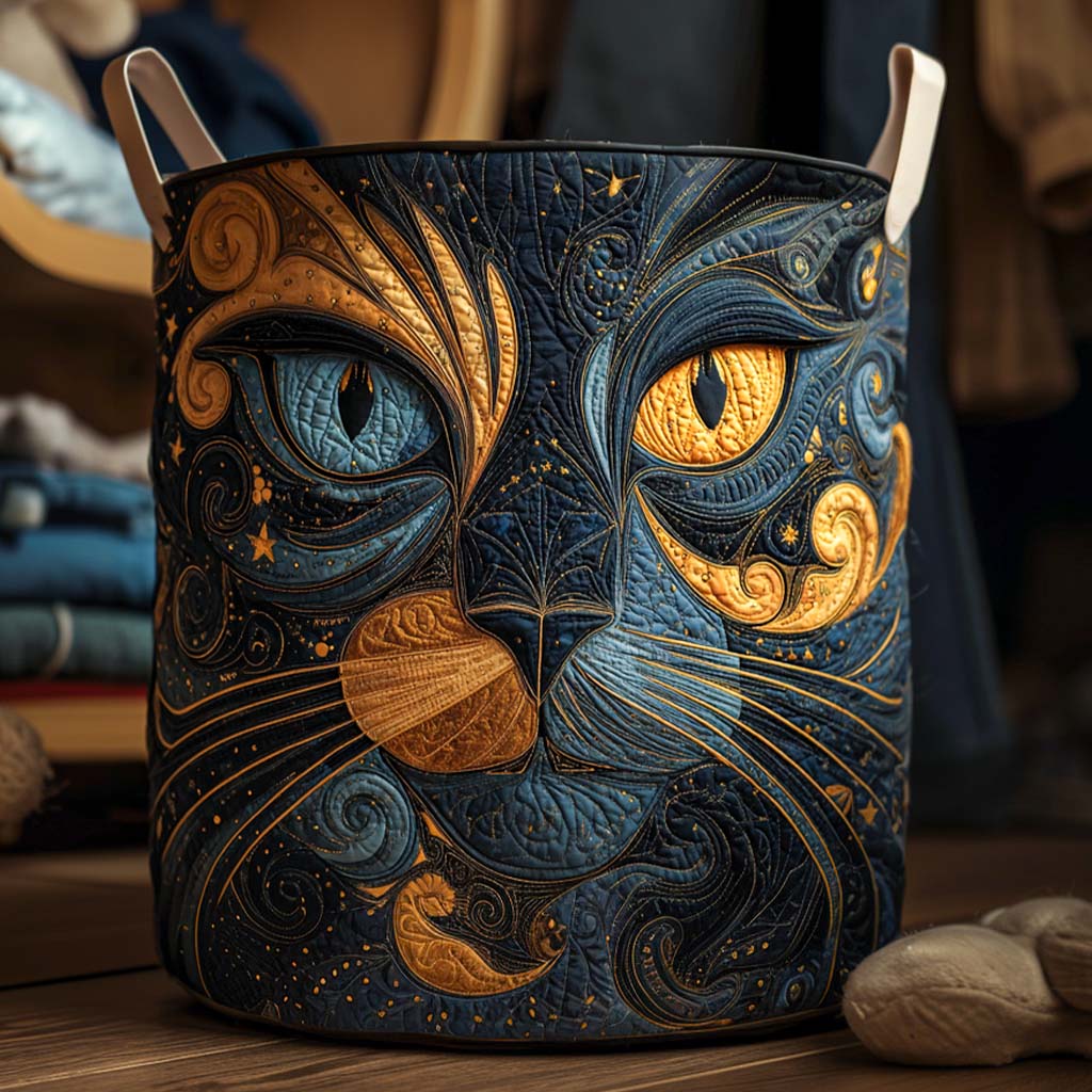 Gato misterioso | Cesta de almacenamiento acolchada