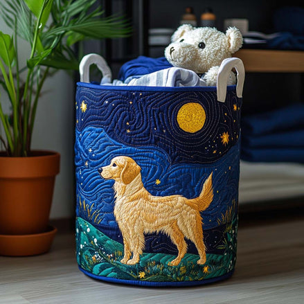Encanto del Golden Retriever | Cesta de Almacenamiento Acolchada