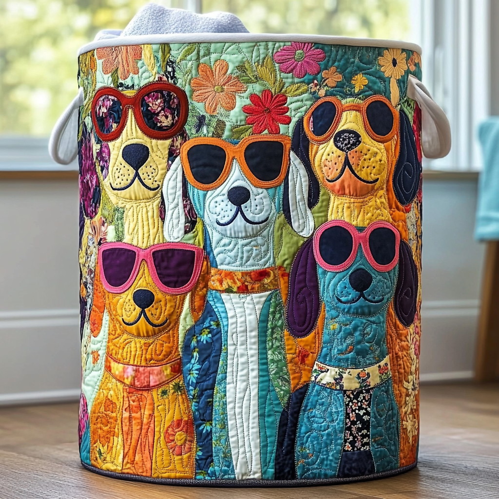 Perros Felices | Cesta de almacenamiento acolchada