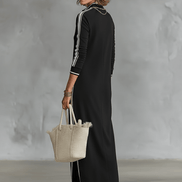 Vestido Maxi Sudadera con Ribete Blanco