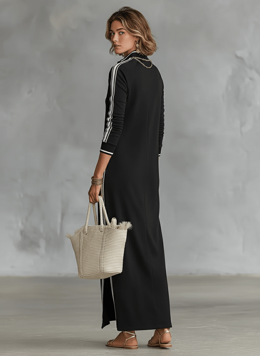Vestido Maxi Sudadera con Ribete Blanco