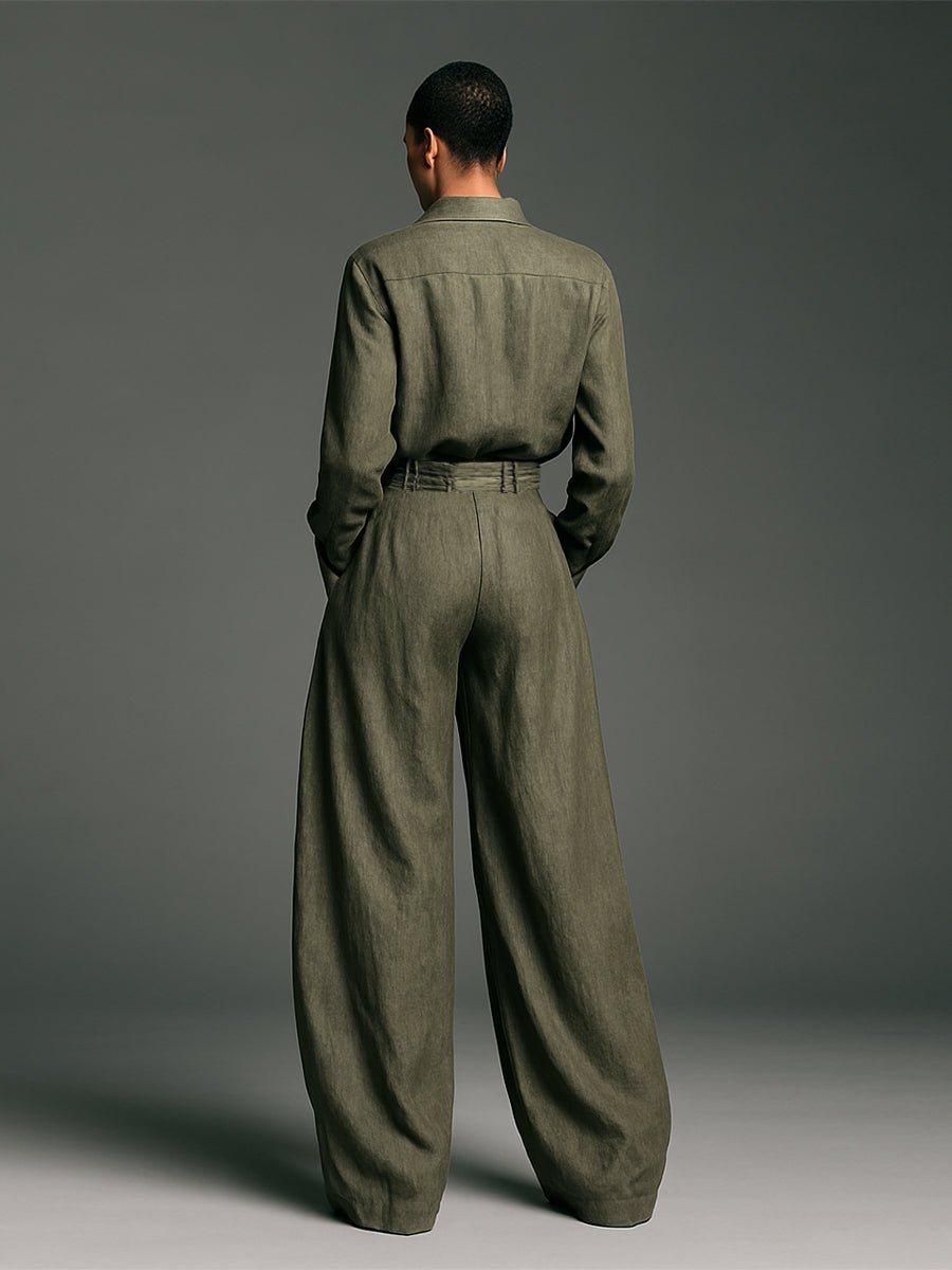 Conjunto Dos Piezas Camisa de Lino y Pantalón Ancho