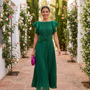 Seraphina | Elegante Vestido Maxi Plisado con Cintura Anudada