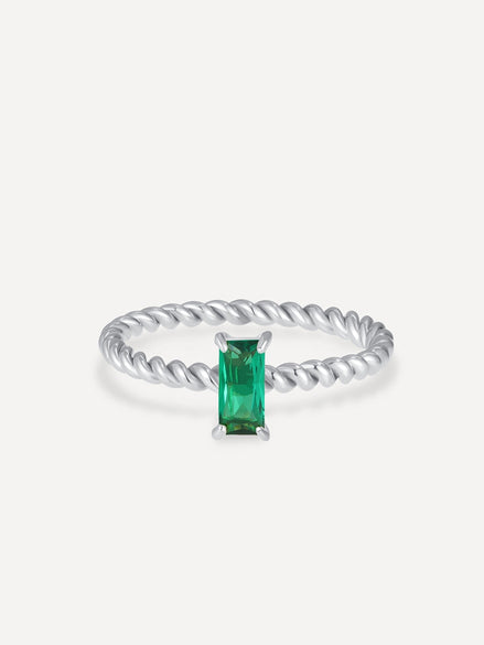 Anillo Espiral Verde Elegante