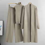Conjunto 3 piezas de viscosa con top canalé y cárdigan