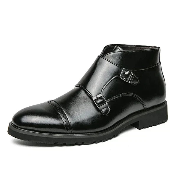 Botas hombre doble hebilla cuero elegante – botines formales cómodos versátiles