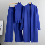Conjunto 3 piezas de viscosa con top canalé y cárdigan