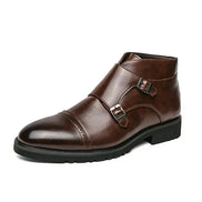 Botas hombre doble hebilla cuero elegante – botines formales cómodos versátiles