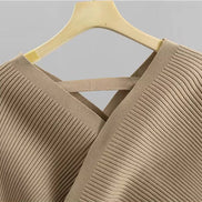 Conjunto de Punto Acanalado con Top Cruzado y Pantalón Jogger