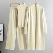 Conjunto 3 piezas de viscosa con top canalé y cárdigan