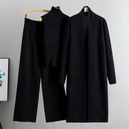Conjunto 3 piezas de viscosa con top canalé y cárdigan