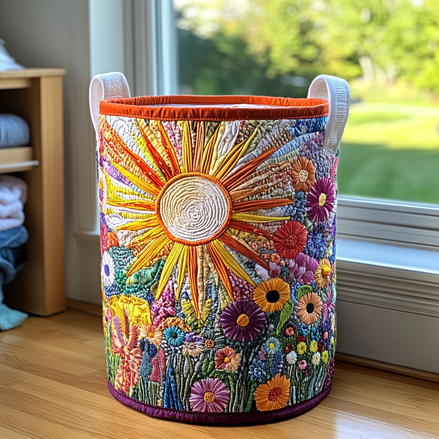 Girasol en flor | Cesta de almacenamiento acolchada